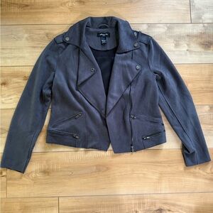 Soft suede like grey moto crop jacket